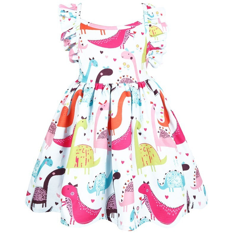 Children's New Backless Strap Cute Dinosaur Dress