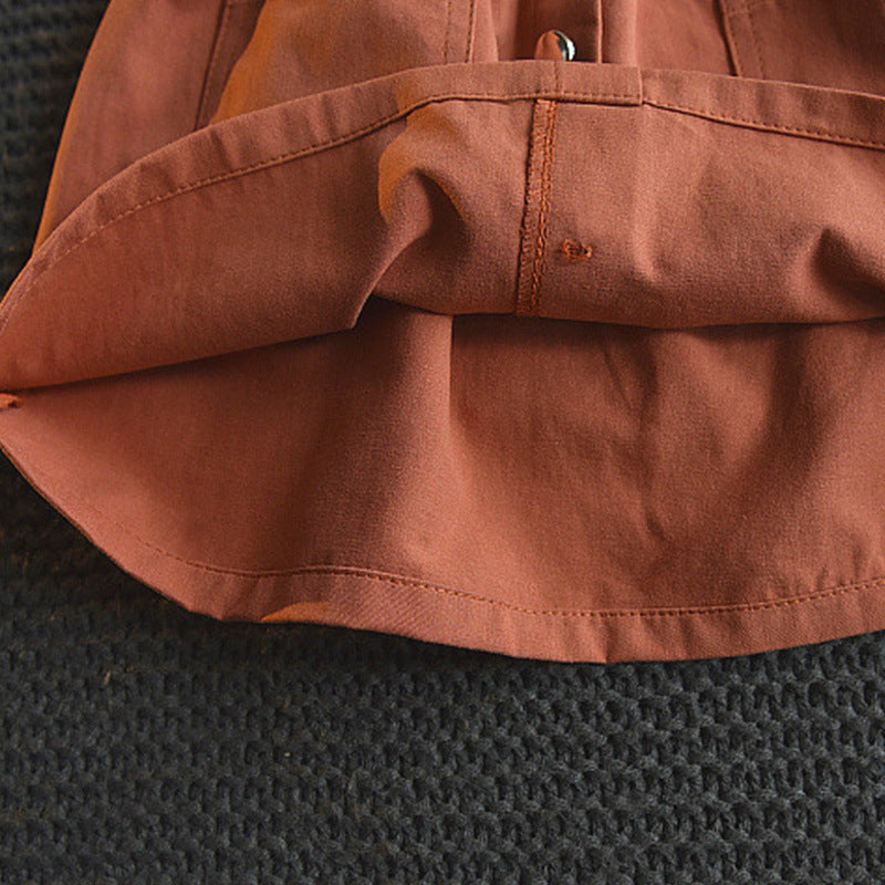 Two-piece plaid sleeveless brown skirt