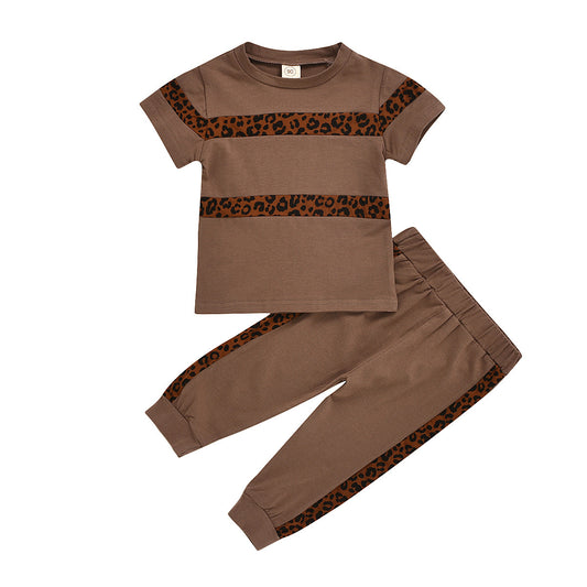 Leopard print trousers two-piece suit