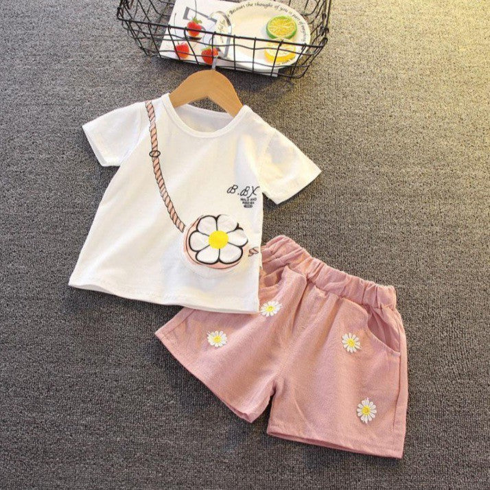 Fashion baby cartoon summer short sleeve suit