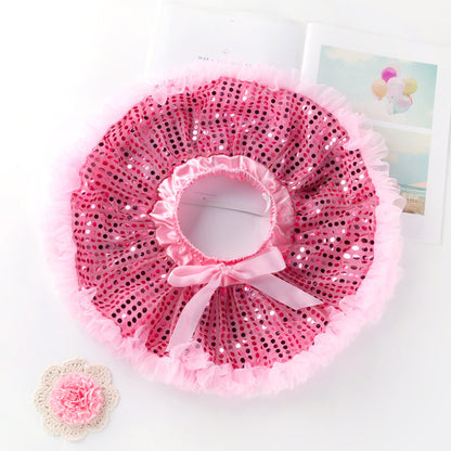 Pink sequined tutu skirt short sleeve high quality cotton romper