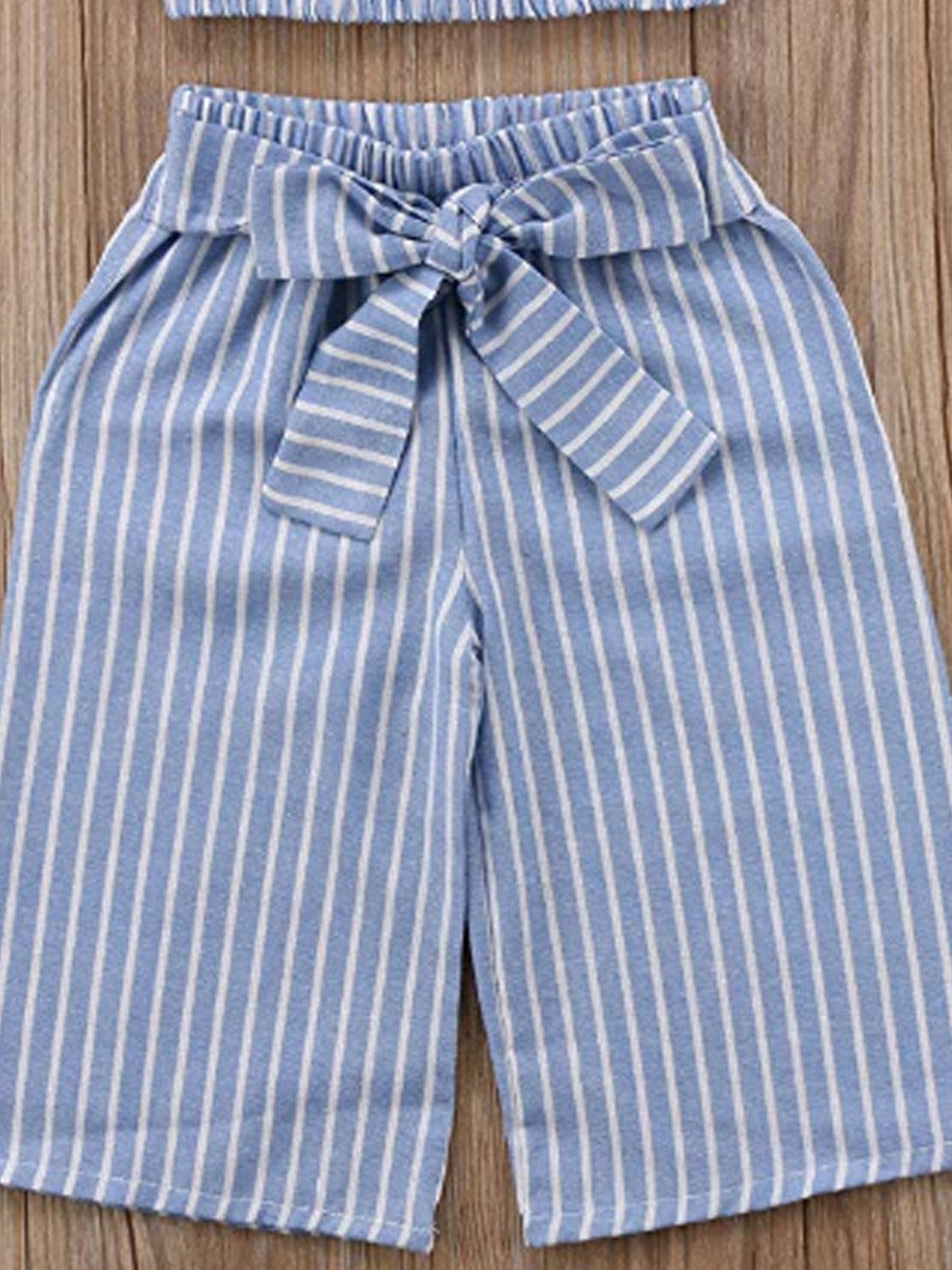 Children's Clothes Pinstripe Tube Top Half Sleeve Suit
