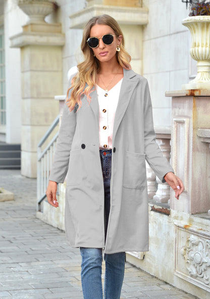 Autumn and winter European station woolen woolen lapel long coat