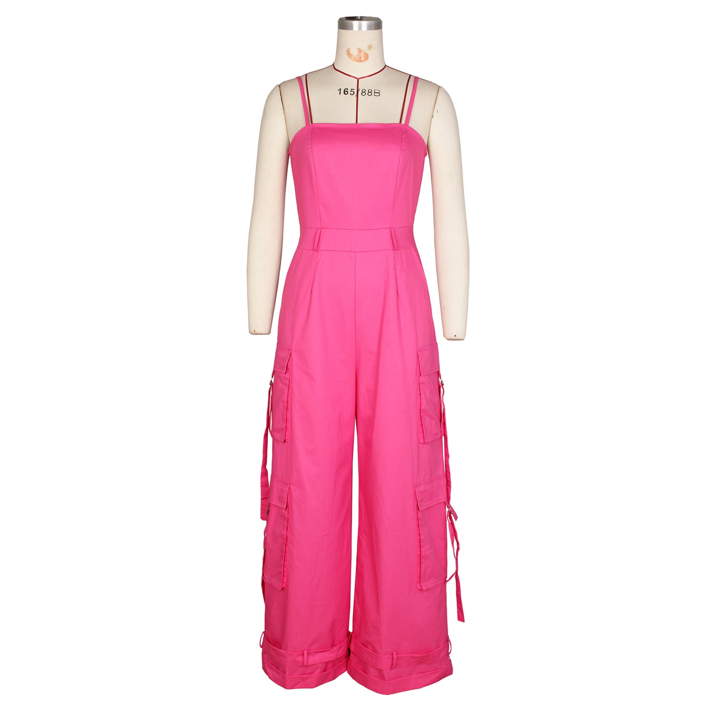 Women's Tube Top Multi-pocket Workwear Wide Leg Jumpsuit