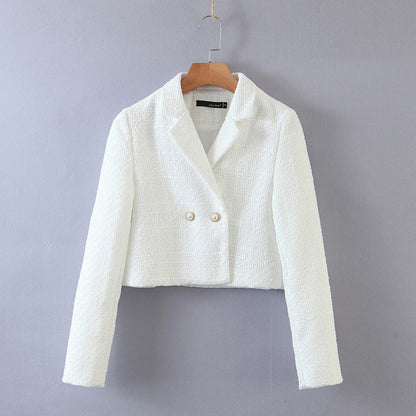 Autumn new loose small fragrance short coat autumn and winter pearl woolen suit