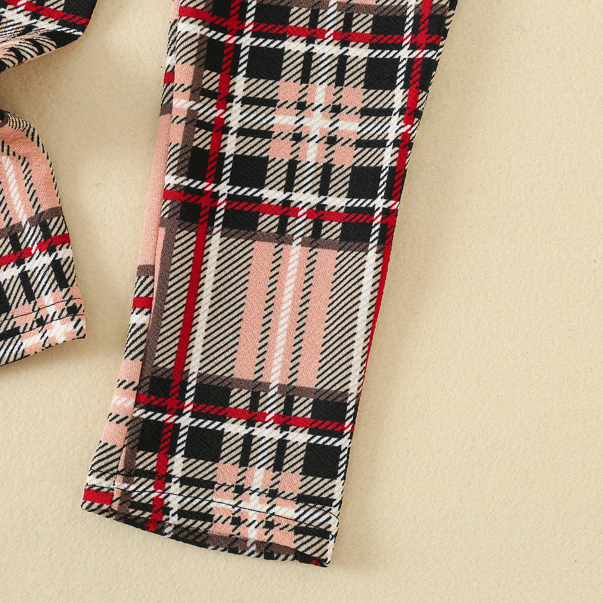 Girls Off Shoulder Top Plaid Trousers Suit