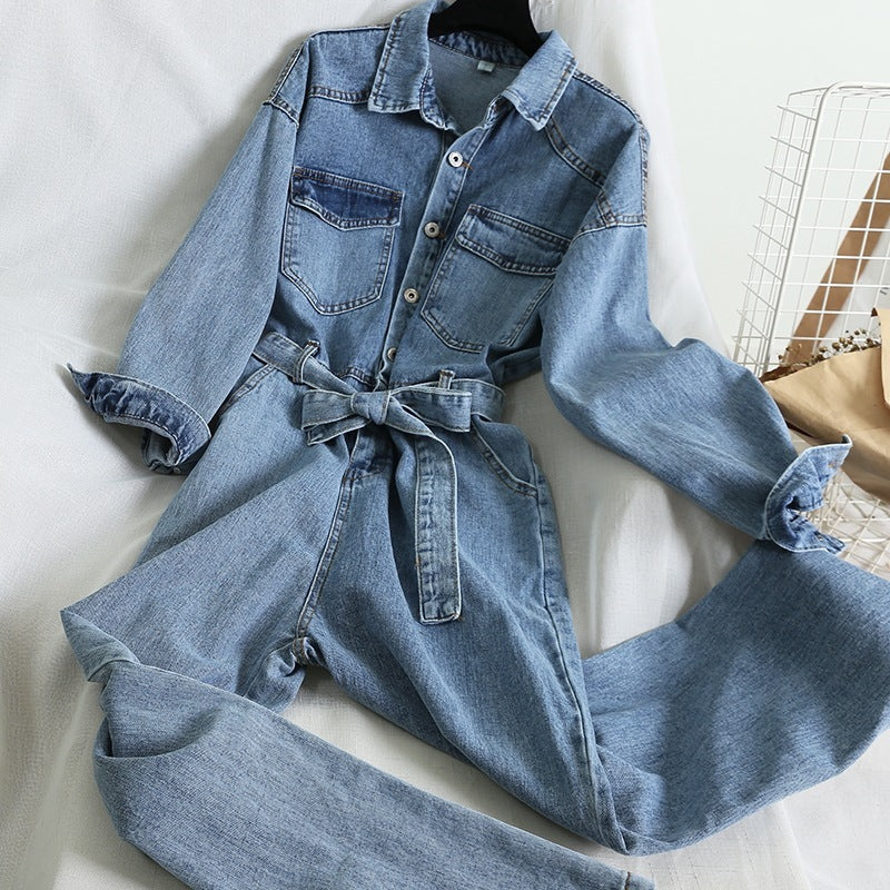 Workwear denim jumpsuit