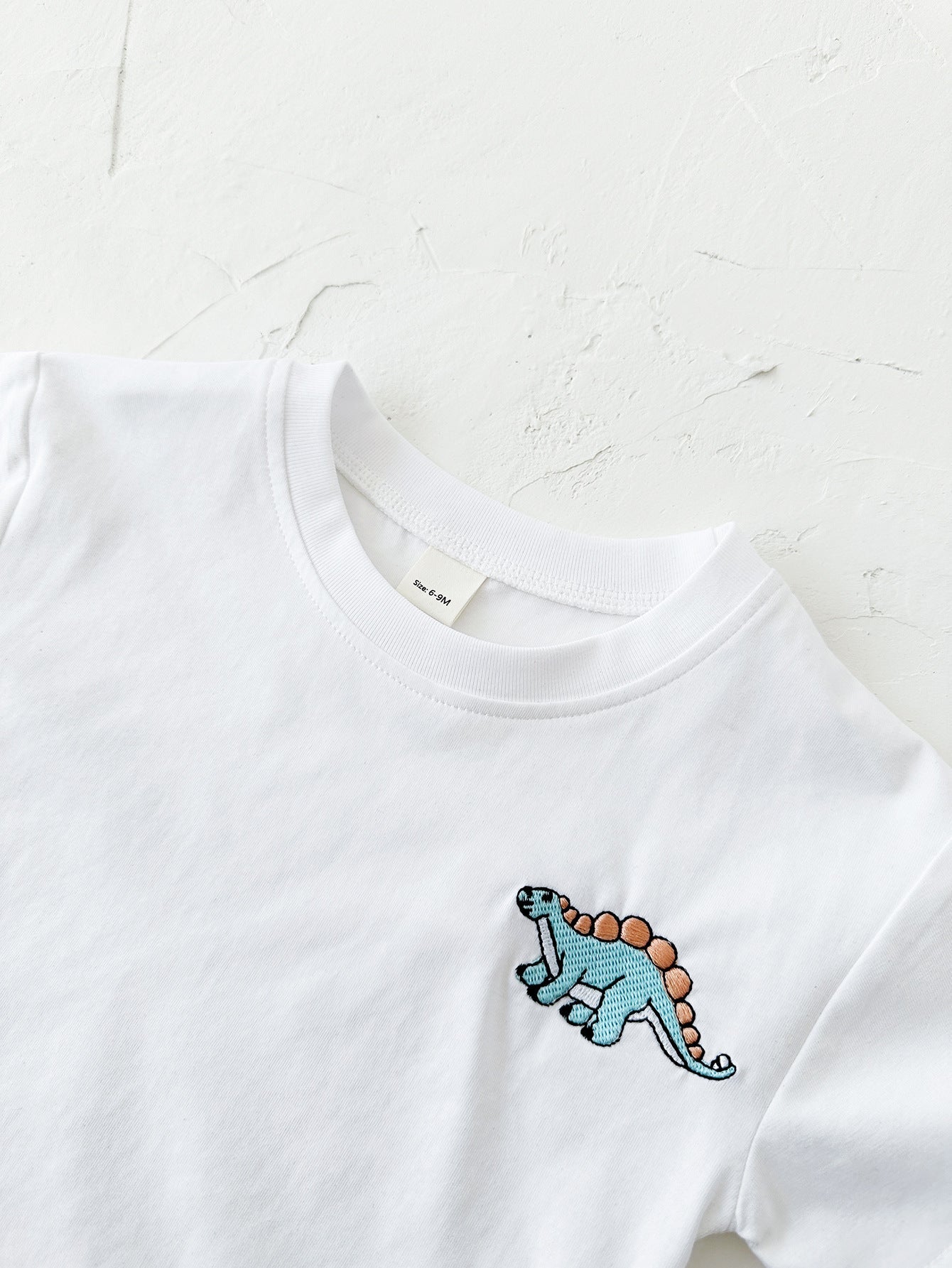 Children's Cartoon Dinosaur Embroidery Short Sleeved Set