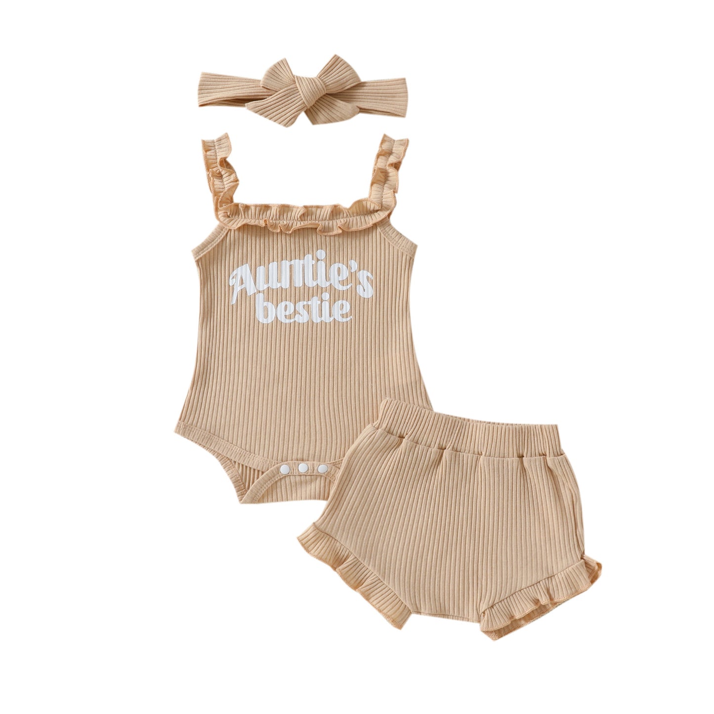 Suspender Top Solid Color Shorts Girls' Summer Two-piece Suit