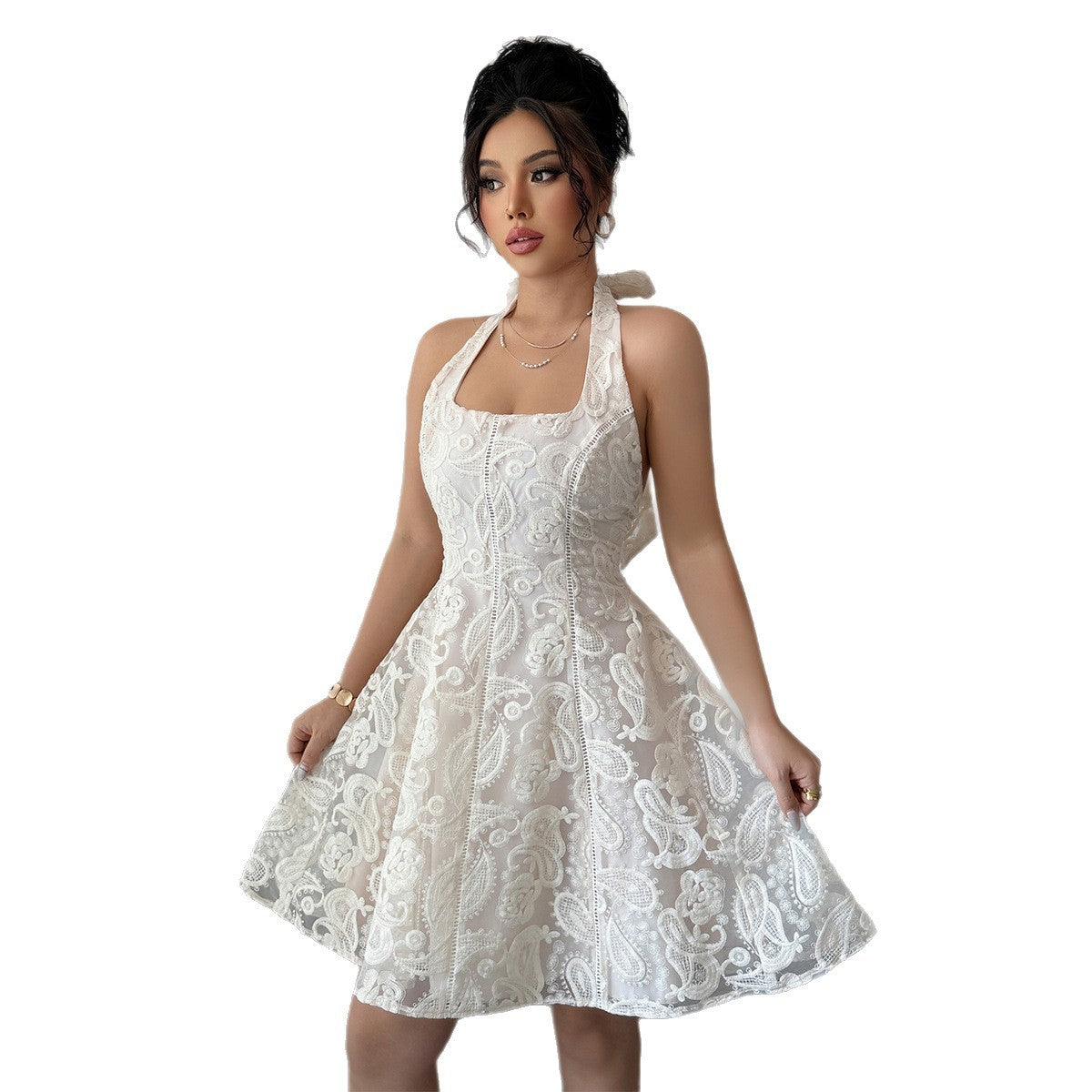 Elegant Simple Style High-end Halterneck Skirt Dress Women's Clothing