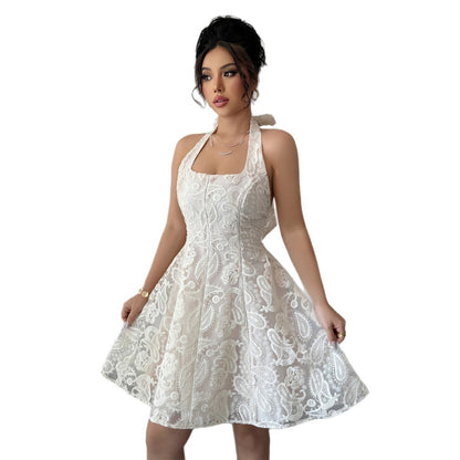 Elegant Simple Style High-end Halterneck Skirt Dress Women's Clothing