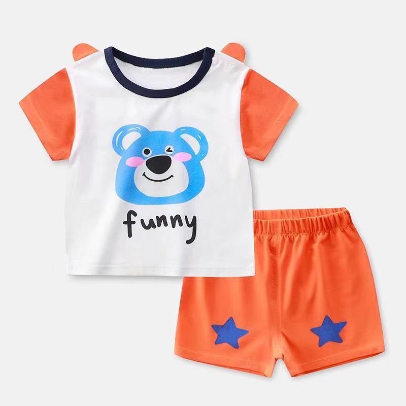 Summer Short-Sleeved Shorts Suit Children's Cotton Half-Sleeved T-Shirt Two-Piece Baby Clothes