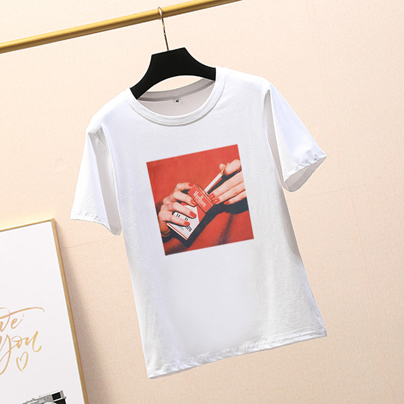 Yoga pants wholesale summer blouse sets of women's new loose cartoon finger print short-sleeved t-shirt a generation