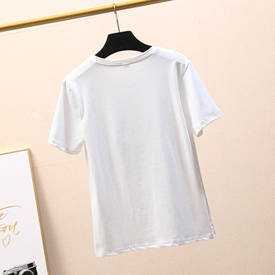 Yoga pants wholesale summer blouse sets of women's new loose cartoon finger print short-sleeved t-shirt a generation