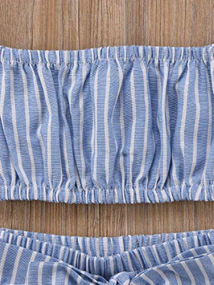 Children's Clothes Pinstripe Tube Top Half Sleeve Suit