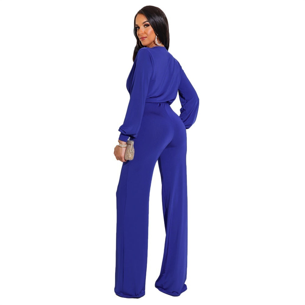 Solid Color Casual Long Sleeves Women's Jumpsuit