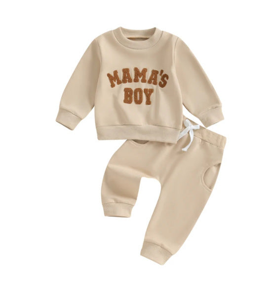 Autumn And Winter Children's Letter Printing Boys And Girls Long Sleeve Sweater Pants Two-piece Set