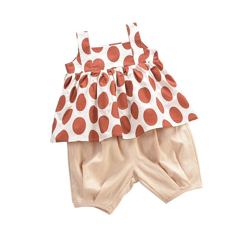 Children's suit polka dot top Korean style pants