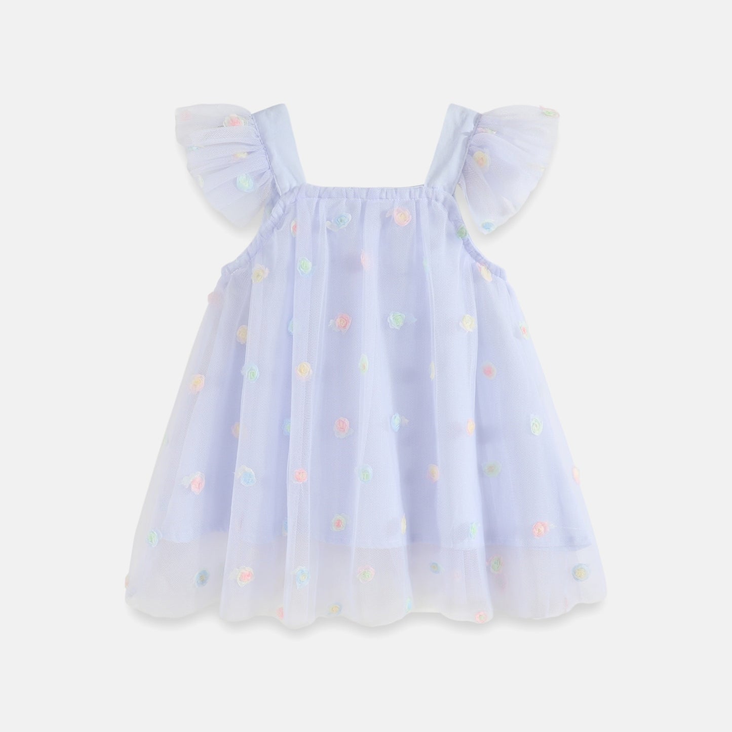Flounced Sleeve Mesh Children Sling Dress