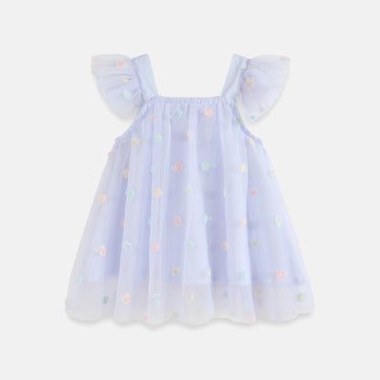 Flounced Sleeve Mesh Children Sling Dress