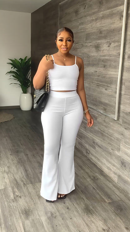 Solid Color Sling Bell-bottom Pants Simple Fashion Suit