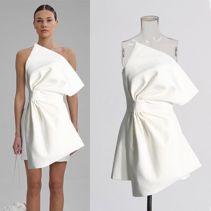 Fashionable Asymmetric Tube Top Dress Women