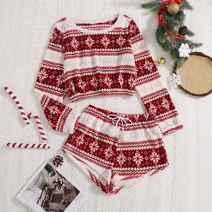 Coral Fleece Christmas Venonat Decoration Round Neck Shorts Long-sleeve Suit