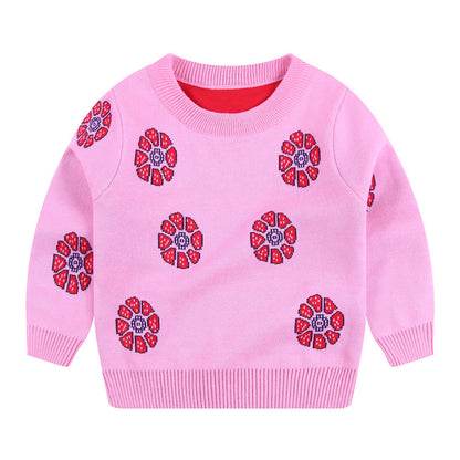 All-match creative girls' knitted sweater plum sweater