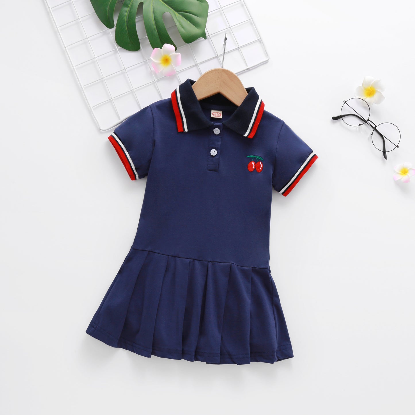 Children's Summer Girl's Pleated Short Sleeve Dress