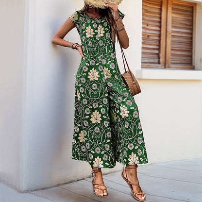 European And American Jumpsuit Printed Wide Leg Jumpsuit