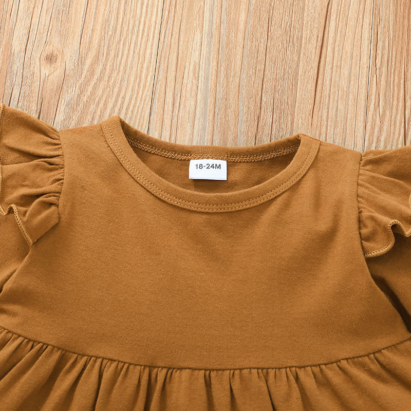 Girls' Lotus Leaf Lace Skirt And Trousers Suit