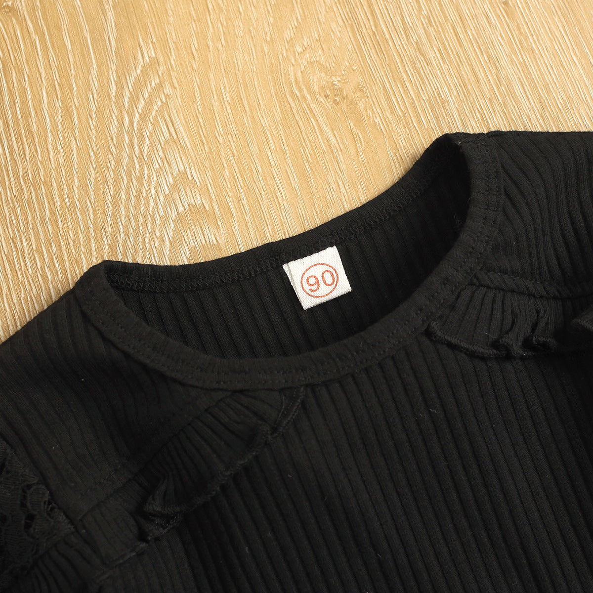 Flared Sleeve Knitted Pit Top Irregular Plaid Skirt Two Piece Set