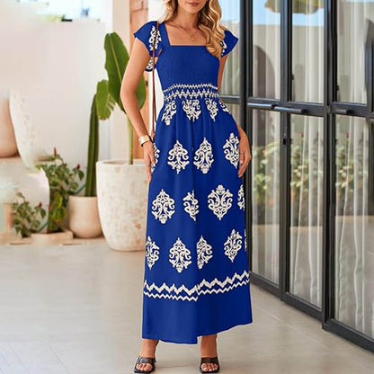 Bohemian Jumpsuit Suspender Pants Vintage Print