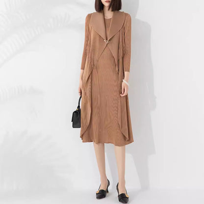 Autumn New Polo Collar Temperament Fake Two-piece Dress