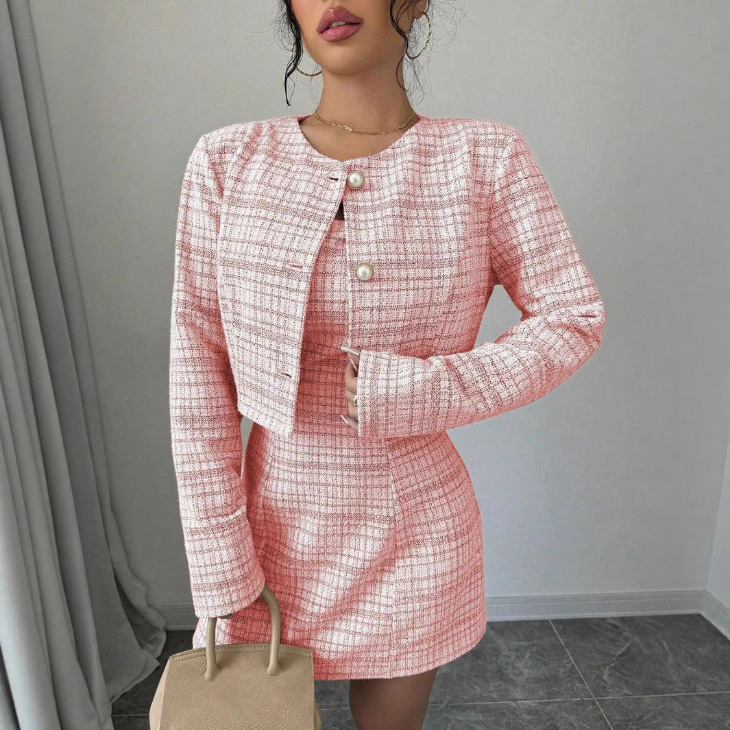 Autumn And Winter New European And American Single-breasted Short Coat French Retro Debutante Style Dress