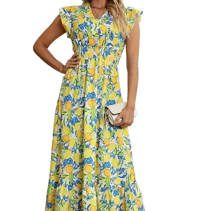 Elegant Style Polyester A-line V-neck A-line Dress