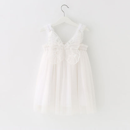 Children's Mesh Dress Sling Birthday Dress Pettiskirt Three-dimensional Angel Wings Fairy Fashionable Skirt