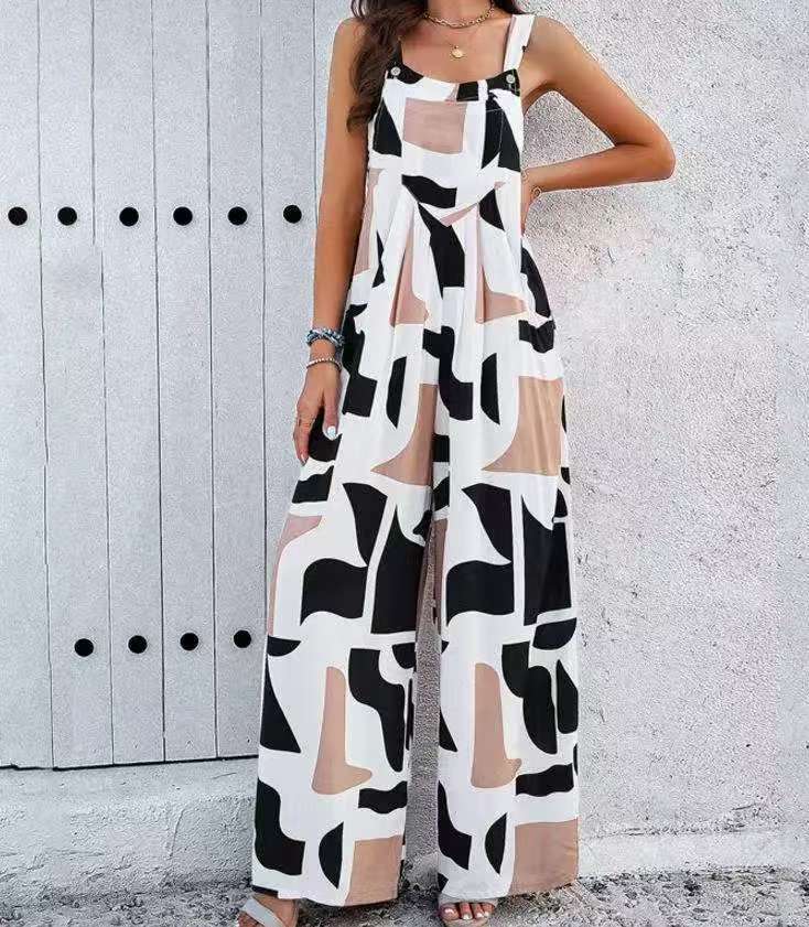 Women's Loose All-match Casual Printed Jumpsuit