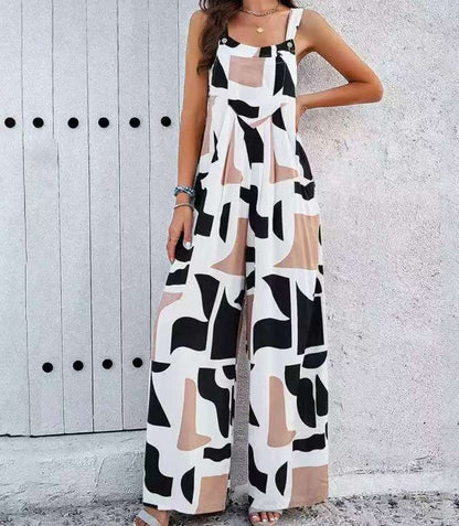 Women's Loose All-match Casual Printed Jumpsuit