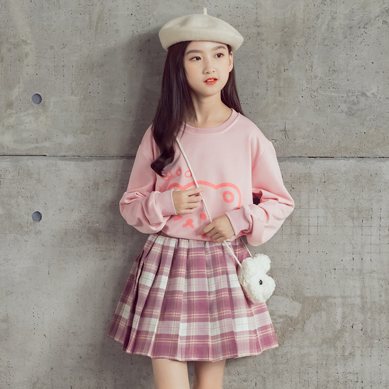 Girls Autumn Net Celebrity Cotton Sweater Long-sleeved Big Children's Suit