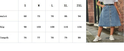 All-matching Slimming Washed Denim Breasted Skirt Women