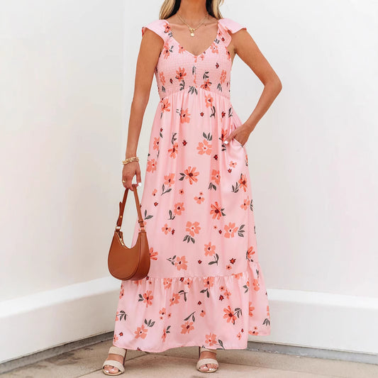 Women's Long Dress Summer New V-neck Dress