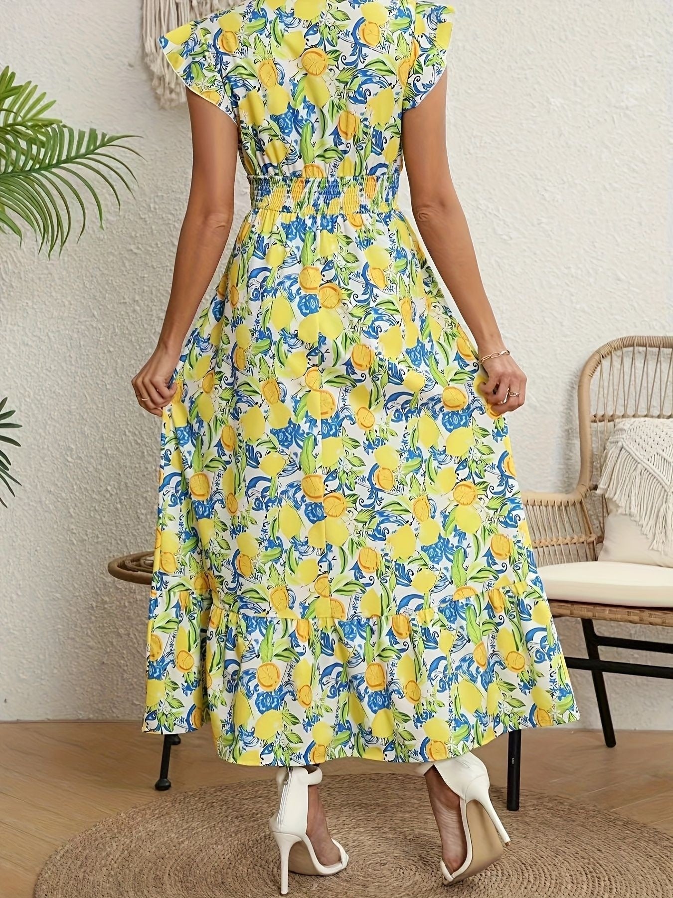 Elegant Style Polyester A-line V-neck A-line Dress