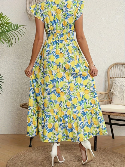 Elegant Style Polyester A-line V-neck A-line Dress