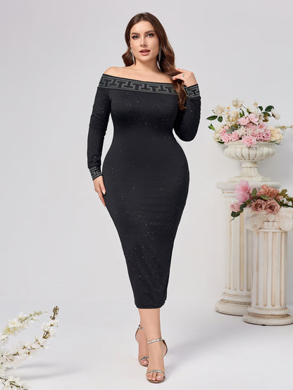 Autumn And Winter Long Sleeve Slim-fit Sequined Dress