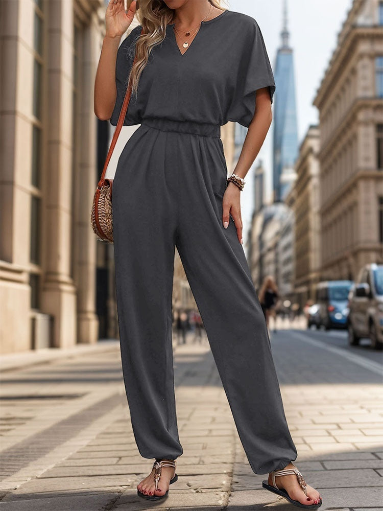 New European And American Summer Women's Casual Solid Color European And American Jumpsuit