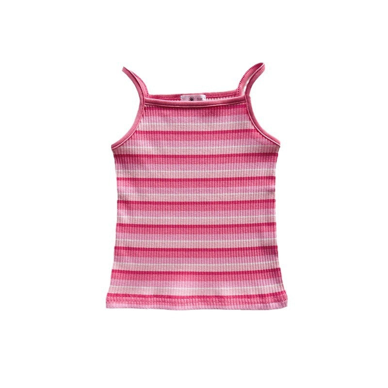 Girls' Cartoon Embroidered Slim Stretch Casual Vest