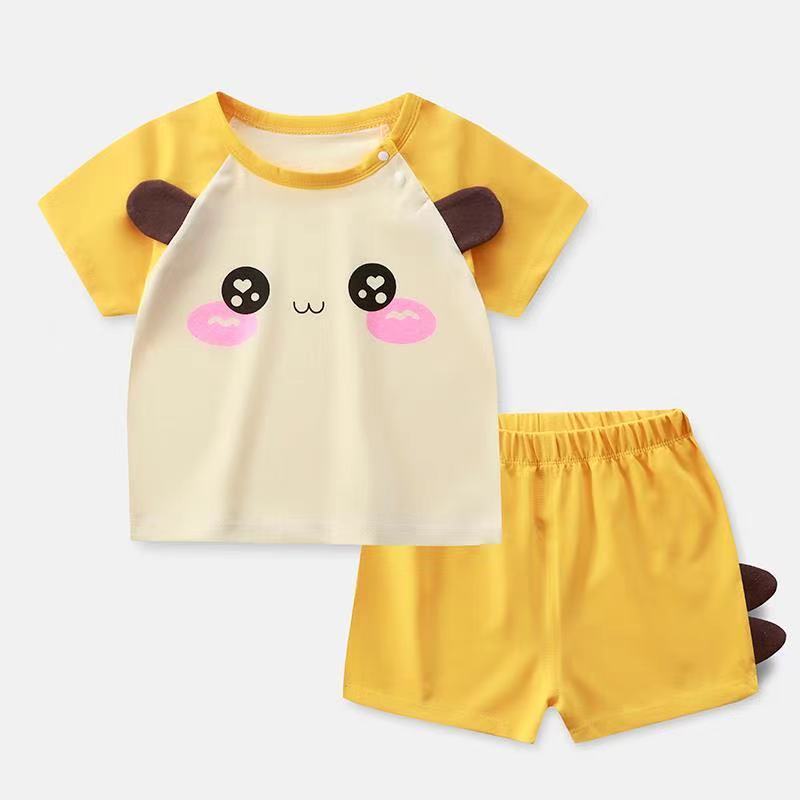 Summer Short-Sleeved Shorts Suit Children's Cotton Half-Sleeved T-Shirt Two-Piece Baby Clothes