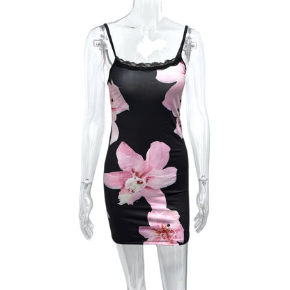 Women's Fashion Printed Sexy Sling Dress