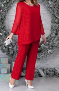 Female Heavy Industry Diamond Pressing Simple Solid Color Set